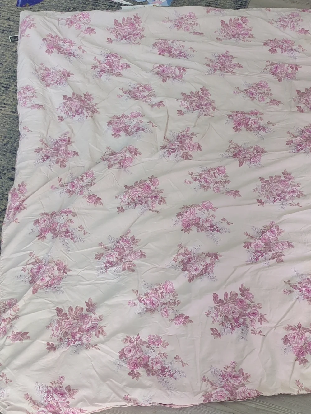 Simply Shabby Chic Queen Comforter Pink Floral Cottagecore Cotton Damaged Craft